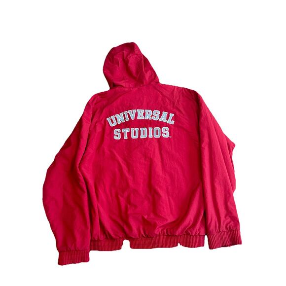 Universal Studios Adult Small Red Jacket Full Zip Hoodie Rain Windbreaker - Picture 1 of 9